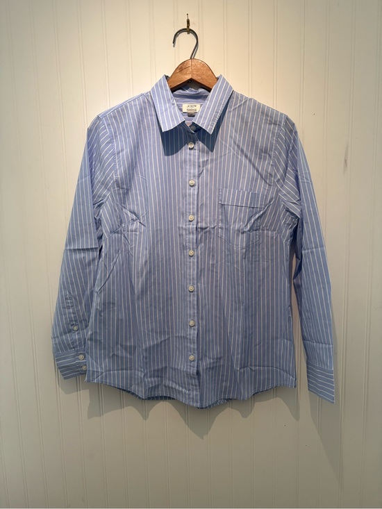J. Crew Tops - J.CREW LP Regenerative cotton blend Blue/White Striped Button-Down Shirt NWOT